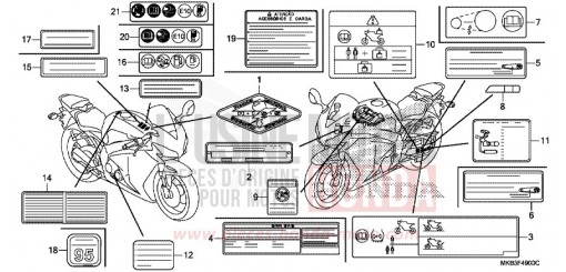 ETIQUETTE DE PRECAUTIONS CBR1000SF de 2015